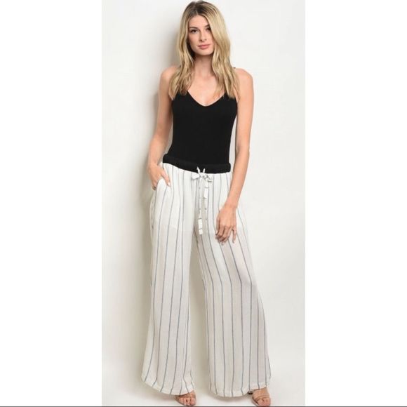 LilyandGypsy Pants - Striped wide leg lounge pants